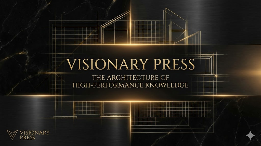 Blog-Cover: „Visionary Press: The Architecture of High-Performance Knowledge“ – Premium-Design in Schwarz-Gold.