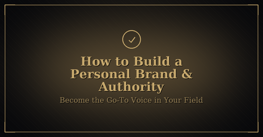Black-gold hero with gold checkmark; “Build a Personal Brand & Authority.”